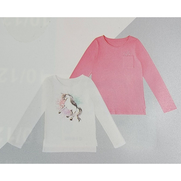 Member's Mark Girl's 2-Pack My Favorite Long Sleeve Tees Unicorn Pink Size 10/12 - Picture 2 of 6